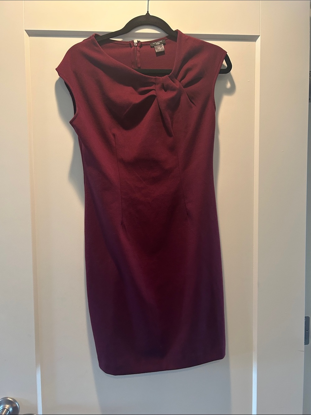 Ann Taylor Burgundy Twist-Neck Sheath Dress
